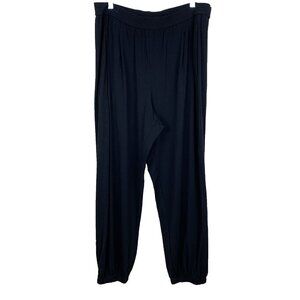 Eileen Fisher Womens L Pants Knit Pleated Lantern Joggers Minimalist Boho Black